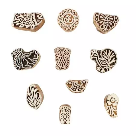 Set of 10 Piece New Mix Wooden Printing Block
